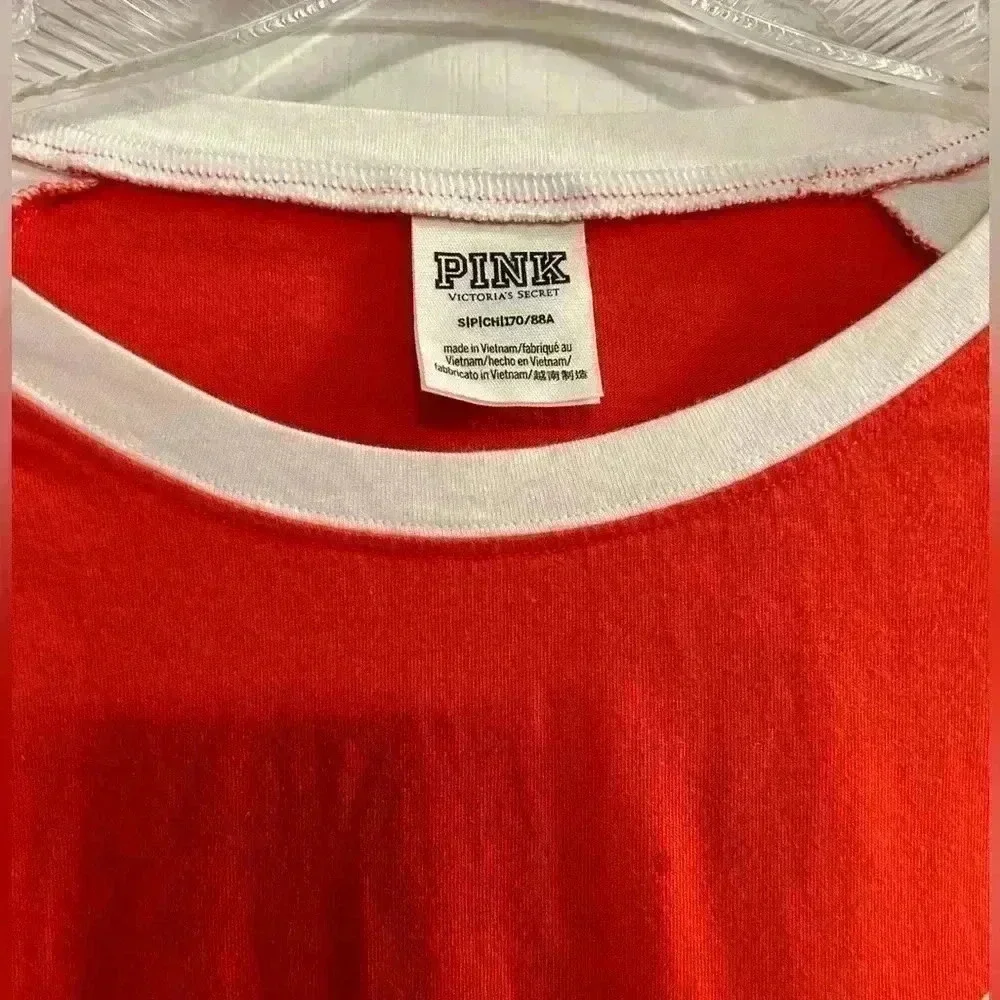 Victoria's Secret PINK Women's Small Red‎ Long Sleeve Raglan T-Shirt